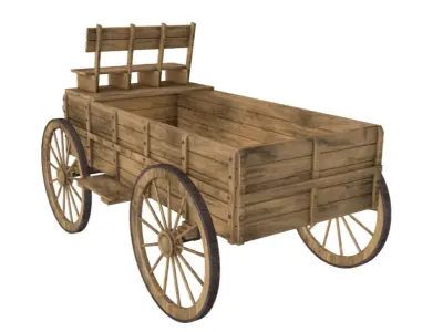 WoodenCart 3D model by turbosg789