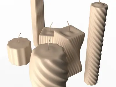 Candle Collection set of candles Low-poly 3D model