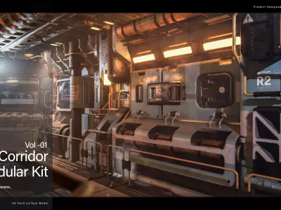 Sci-fi Corridor Modular Kit Vol 01 3D model