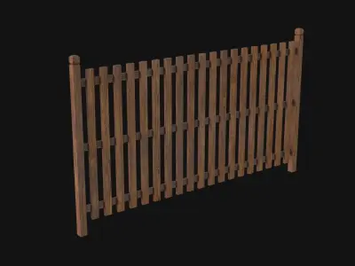 Wooden Fence Low-poly 3D model