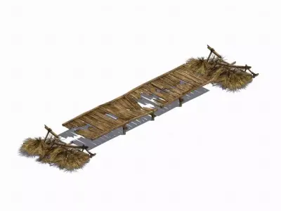 Broken - Wooden Bridge 03 3D model