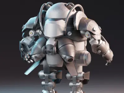 Robot Panda Low Poly Low-poly 3D model
