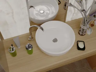 bathroom modern with walls and light fixtures 3D model