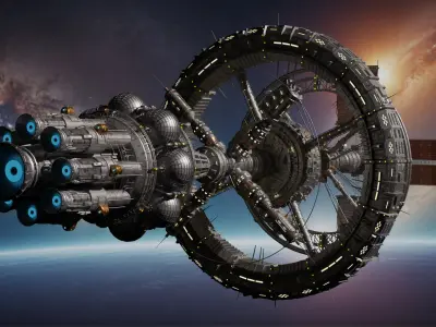  Sci-Fi Interplanetary Space Station 