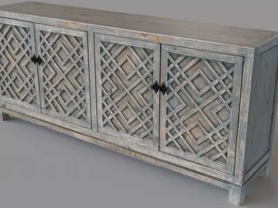 Antigua Four Door Sideboard Distressed Blue 3D model