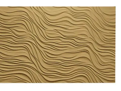 Modern Wave Decorative Relief Wall Decor Set STL Mural CNC 401 3D model