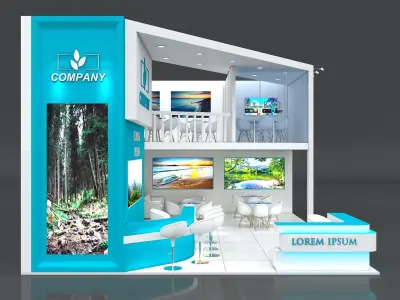 Exhibition Stand Booth Stall 9x7m Height 500cm 2 Side Open 3D model