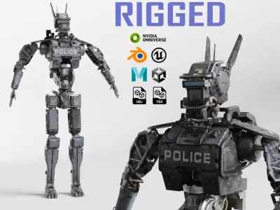 Chappie Police Robot Variant Fully IK RIGGED on LAUNCH SALE 3D model