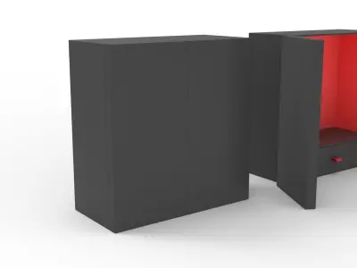 Crinkle Paper Vertical Double Doors Box with Drawer 3D model