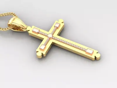 High Cross Pendant Light Gold 18K 4CP003 3D print model