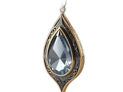 Fantasy Ornate Gemstone Pendant Low-poly 3D model