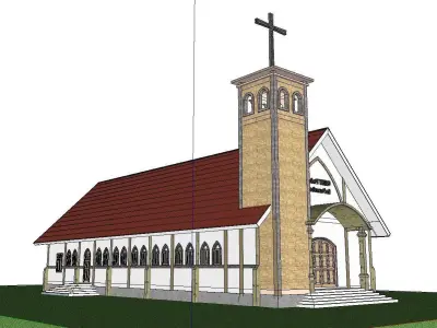 Architecture-Religion-God-Culture-Temple-0298 church with cro... 3D model