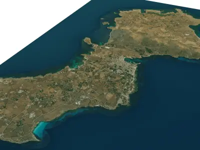 Favignana island 3d model terrain Low-poly 3D model