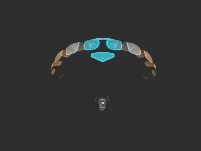 Scifi Parachute A07 Projection  - Character Accessories Design Low-poly 3D model