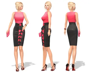 Elegant Sleeveless Top Skirt Formal Outfit Low-poly 3D model