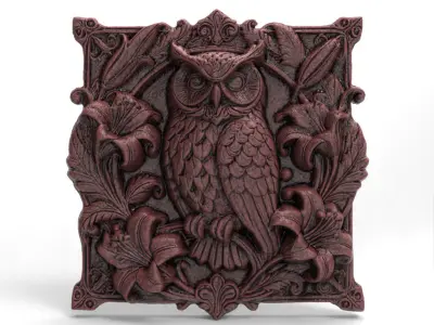 Owl Bas-Relief 3D Model for CNC Carving and 3D Printing 3D print model