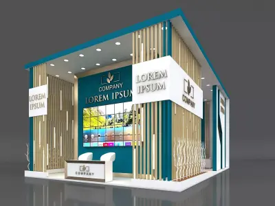 Exhibition Booth Stand Stall 10x7m Height 500 cm 3 Side Open 3D model
