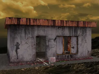 Beer bar in the apocalyptic world Low-poly 3D model