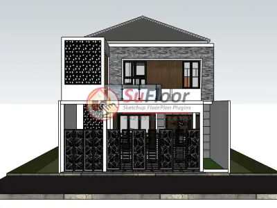 House 10x20m code 460- Sketchup 3D model 3D model 3D model