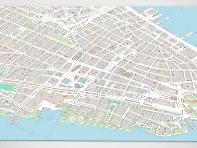 Cityscape New York USA fragment city Strets and roads  3D print model