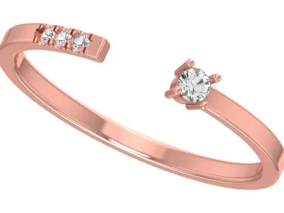 Solitaire Women Light Weight Band Ring 3D print model 33