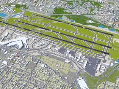 Seattle - Tacoma Airport 10km Low-poly 3D model