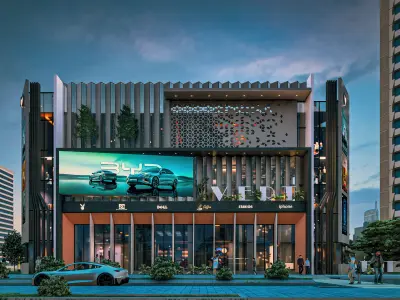 Modern Commercial Complex Exterior 3D model