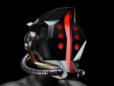 Sci-Fi Helmet 3D model 10