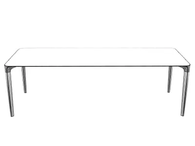 Beam dining table with wooden legs 3D model