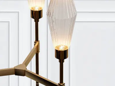 AALTO modern brass chandelier with glass shades 3D model