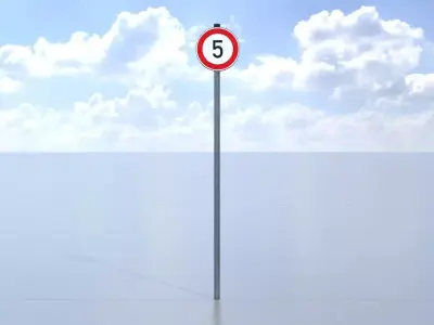 Traffic sign 274-5 Speed limit 5 km h Size 1 Low-poly 3D model
