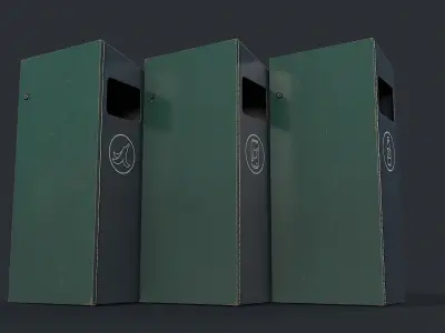 Street Trash Can 16 PBR Game Ready Low-poly 3D model