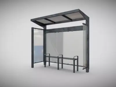 Modern Bus Stop Low-poly 3D model