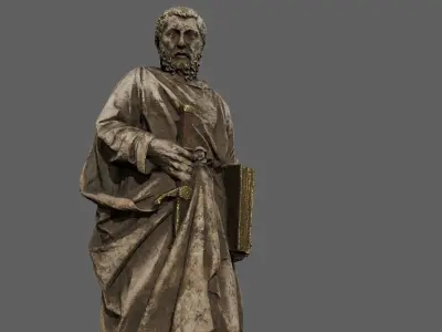 Old Man Statue Low-poly 3D model 18