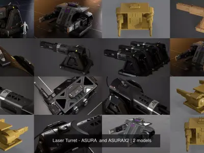 Laser Turret - ASURA  and ASURAX2 3D Model Pack