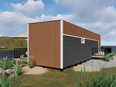 3D model of a modular house with 2 bedrooms 3D model