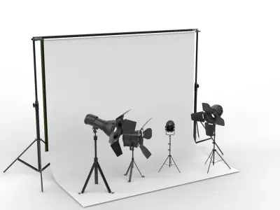 Studio Backdrop And Lights Kit Collection  3D model