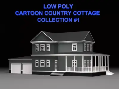 cartoon country cottage Low-poly 3D model