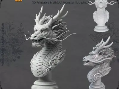 3D Printable Mythological Eastern Dragon Statue 3D print model
