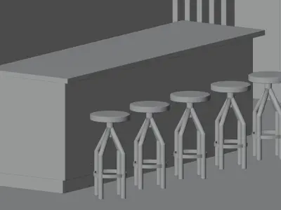 Full Scene Industril Loft Bar Setup 3D model