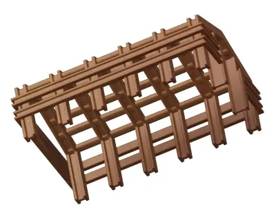 Wooden Exquisite Building Frame Toy 3D model