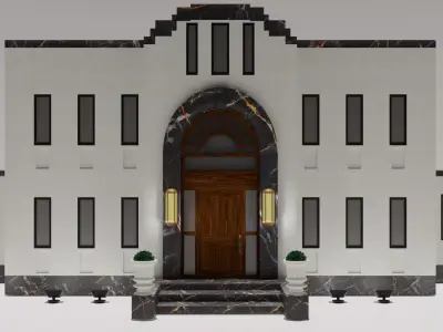 Art Deco Luxury Mansion - Modern Exterior Low-poly 3D model