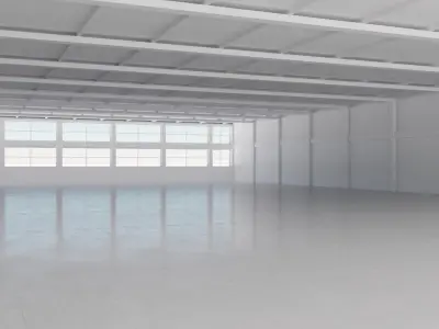 Industrial Hangar Hall Interior 4 Low-poly 3D model