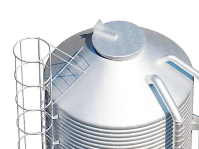 Metal feed bin Low-poly 3D model