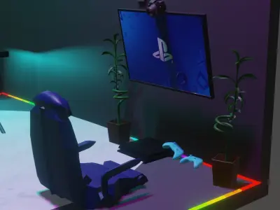 Full Gaming setup Low-poly 3D model