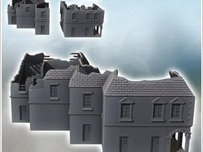 Ruined building with a large colonnaded passage an upper floor w 3D print model