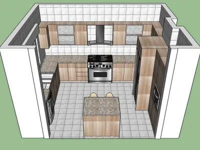 A Kitchen design with Island 3D model