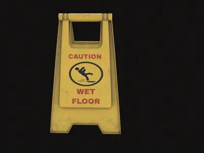 Caution Wet Flor Low-poly 3D model