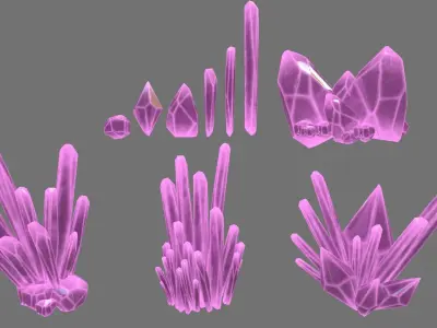 Crystal Set amethyst Low-poly 3D model purchase