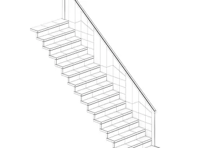 Wooden Stairs 5 3D model